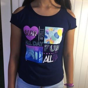 Justice Dark Blue Cold Shoulder Top